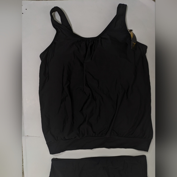 Bikinx Women Black Blouson Tankini Tank Top & Bottom Loose Fit Swimsuit Sz XL 14 - Picture 6 of 11
